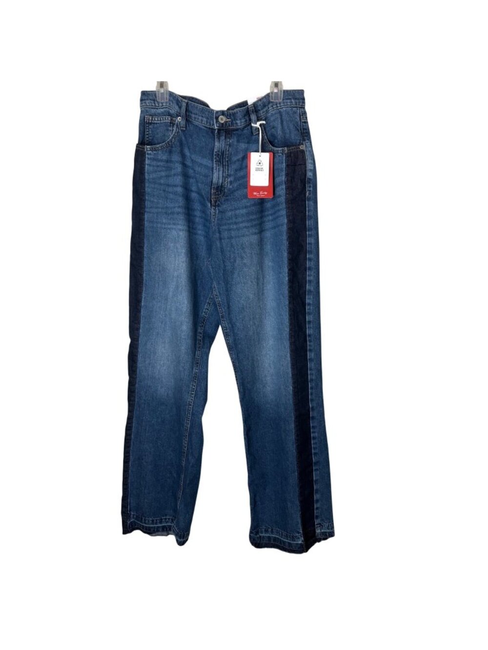 Lucky Brand Wide Leg High Rise Jeans 12/31 Long NWT Two Tone Side Panel Denim